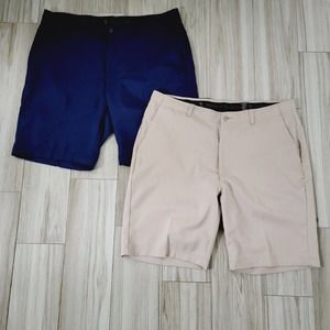 Lot of 2 Pebble Beach Performance Golf Shorts Men 38 Blue Khaki Dry Luxe Chino